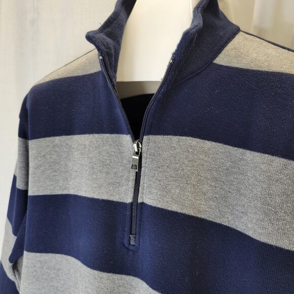Nautica Navy and Gray 1/4 Zip Cotton Sweater Pullover, L - Picture 5 of 9